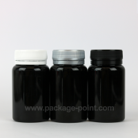 100ml Pill Bottle plastic PET Black 